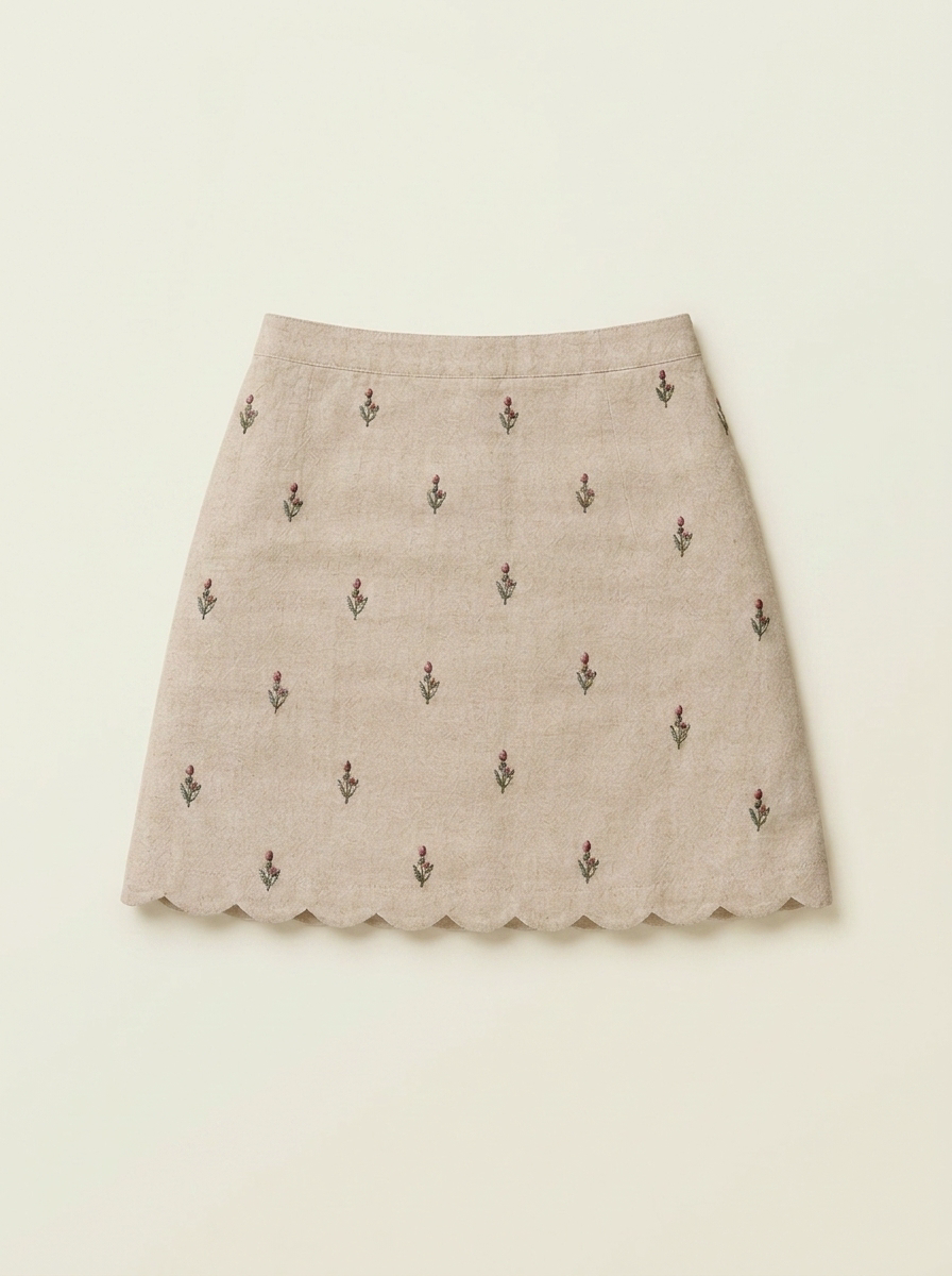 Scallop Embroidered Skirt