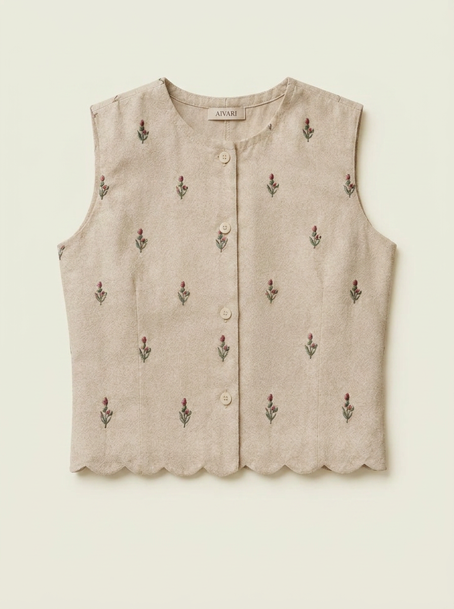 Scallop Embroidered Crop Top