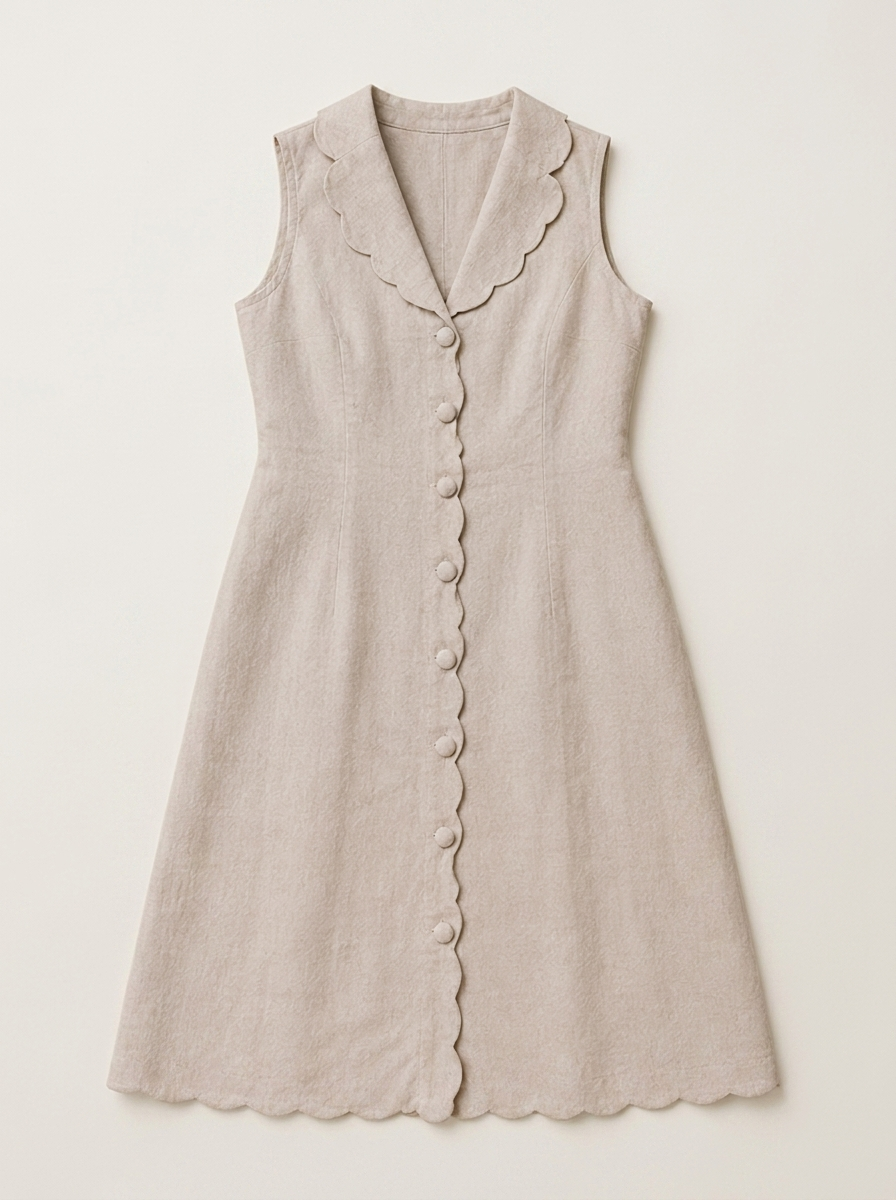 Scallop Button Dress