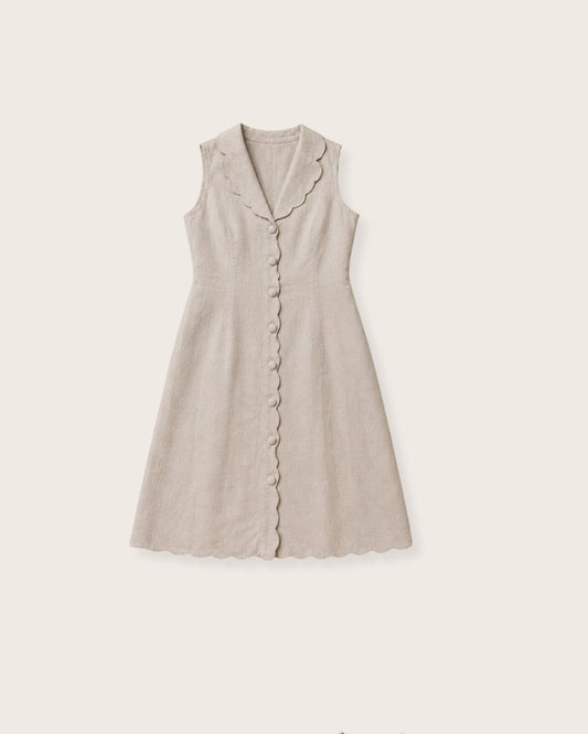 Scallop Button Dress