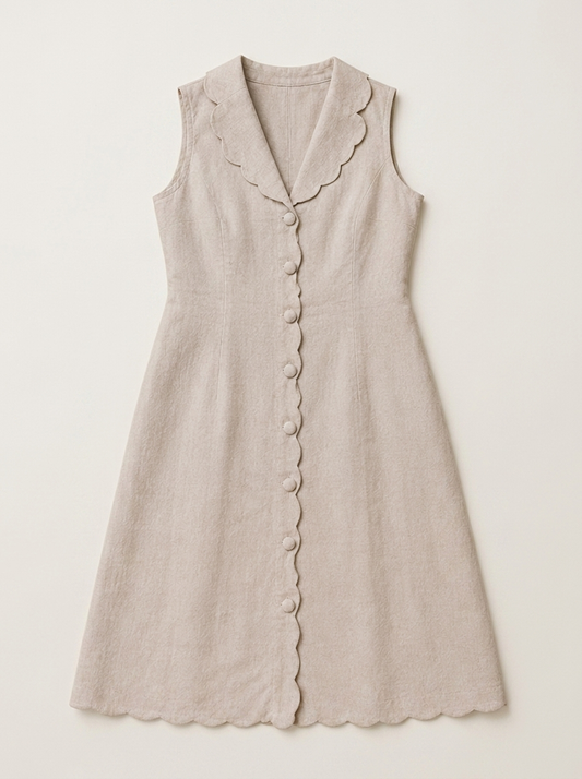 Scallop Button Dress