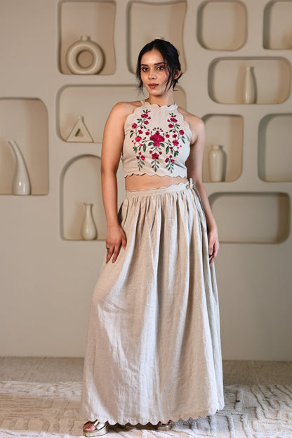 Embroidered Halter Top