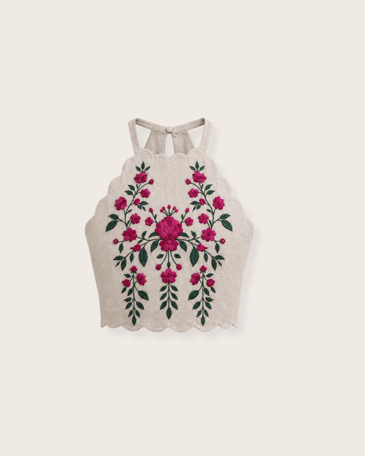 Embroidered Halter Top