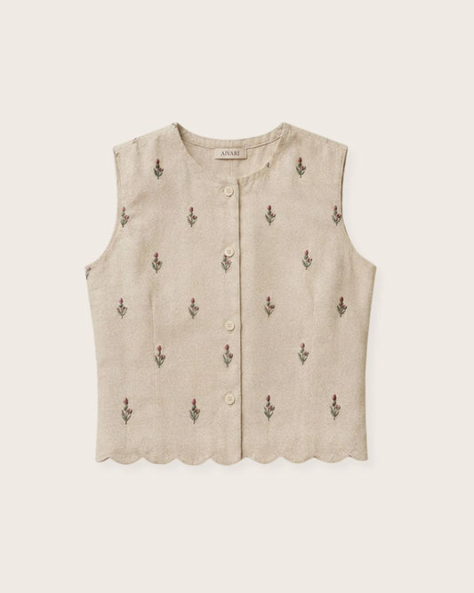 Scallop Embroidered Crop Top