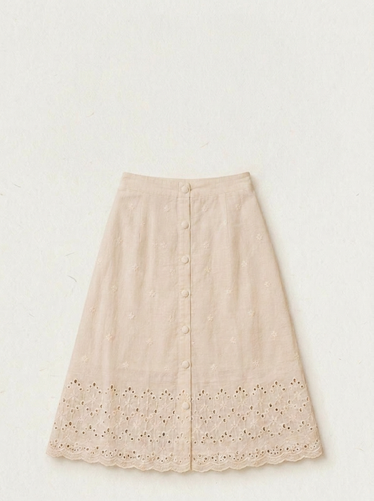 Hakoba Front Button Skirt