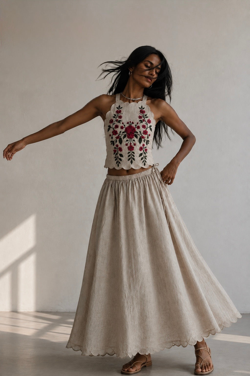 Embroidered Halter Top