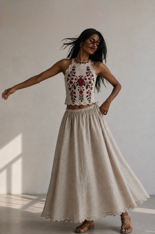 Embroidered Halter Top