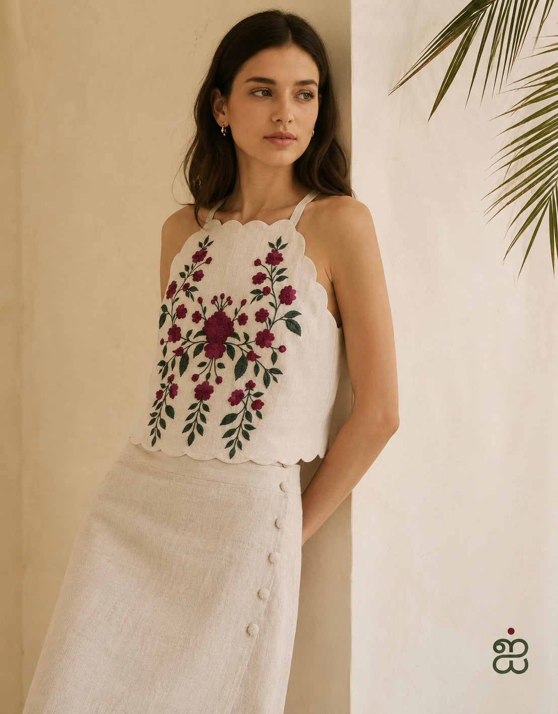 Embroidered Halter Top