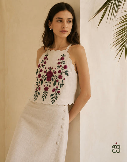 Embroidered Halter Top
